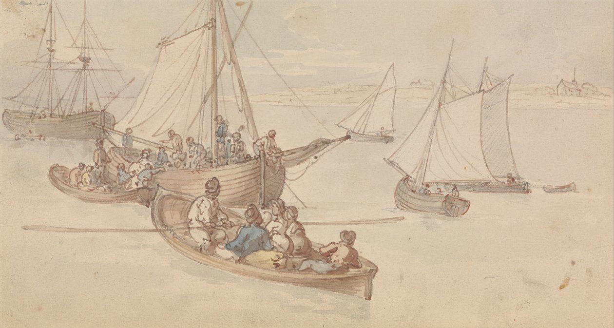 Vergnügungsboote in einer Flussmündung von Thomas Rowlandson