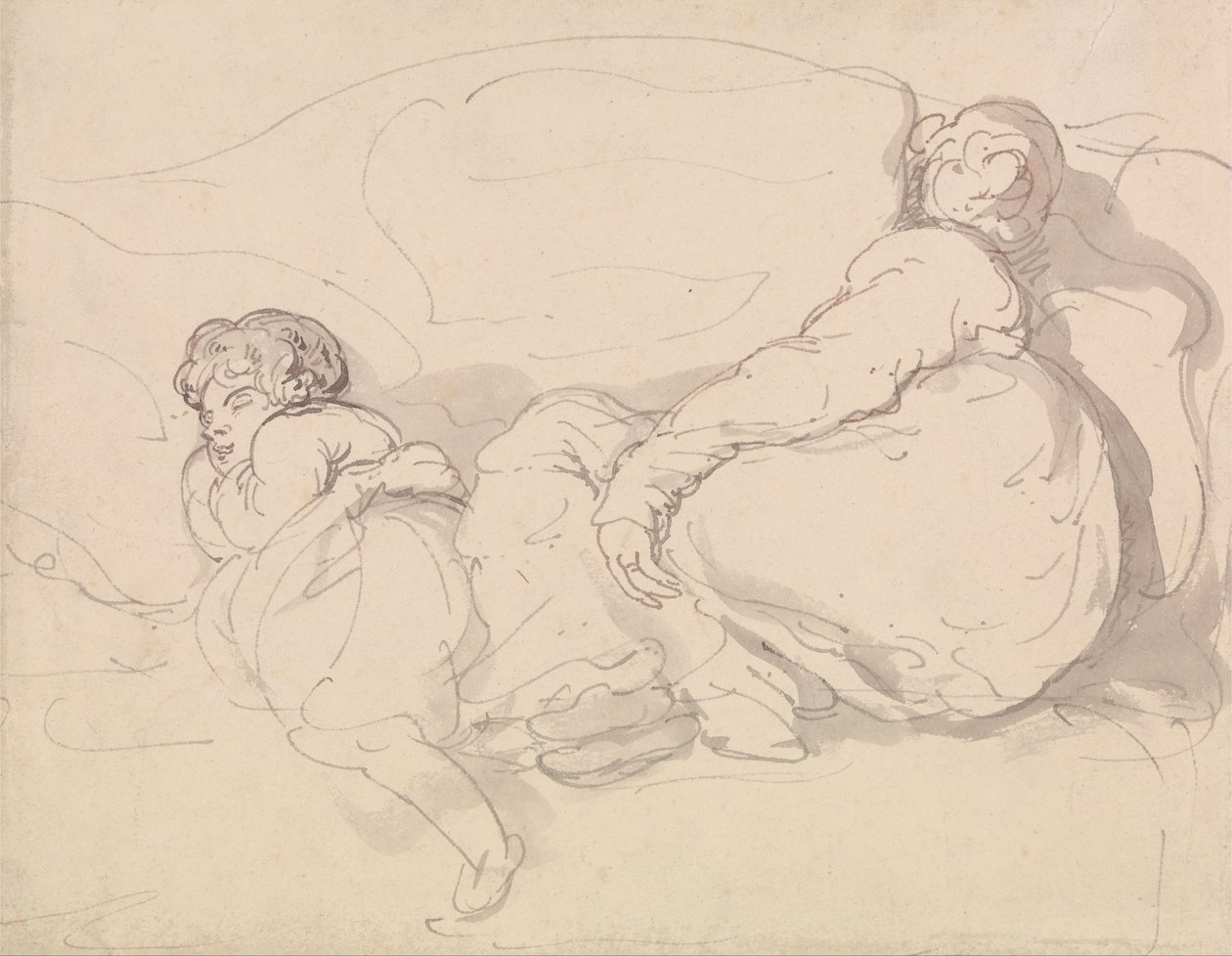 Zwei schlafende Figuren von Thomas Rowlandson