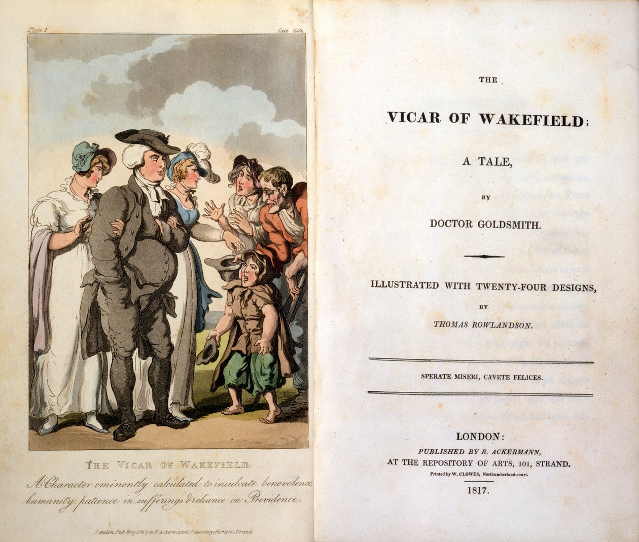 Der Pfarrer von Wakefield von Oliver Goldsmith, Frontispiz, 1817 von Thomas Rowlandson