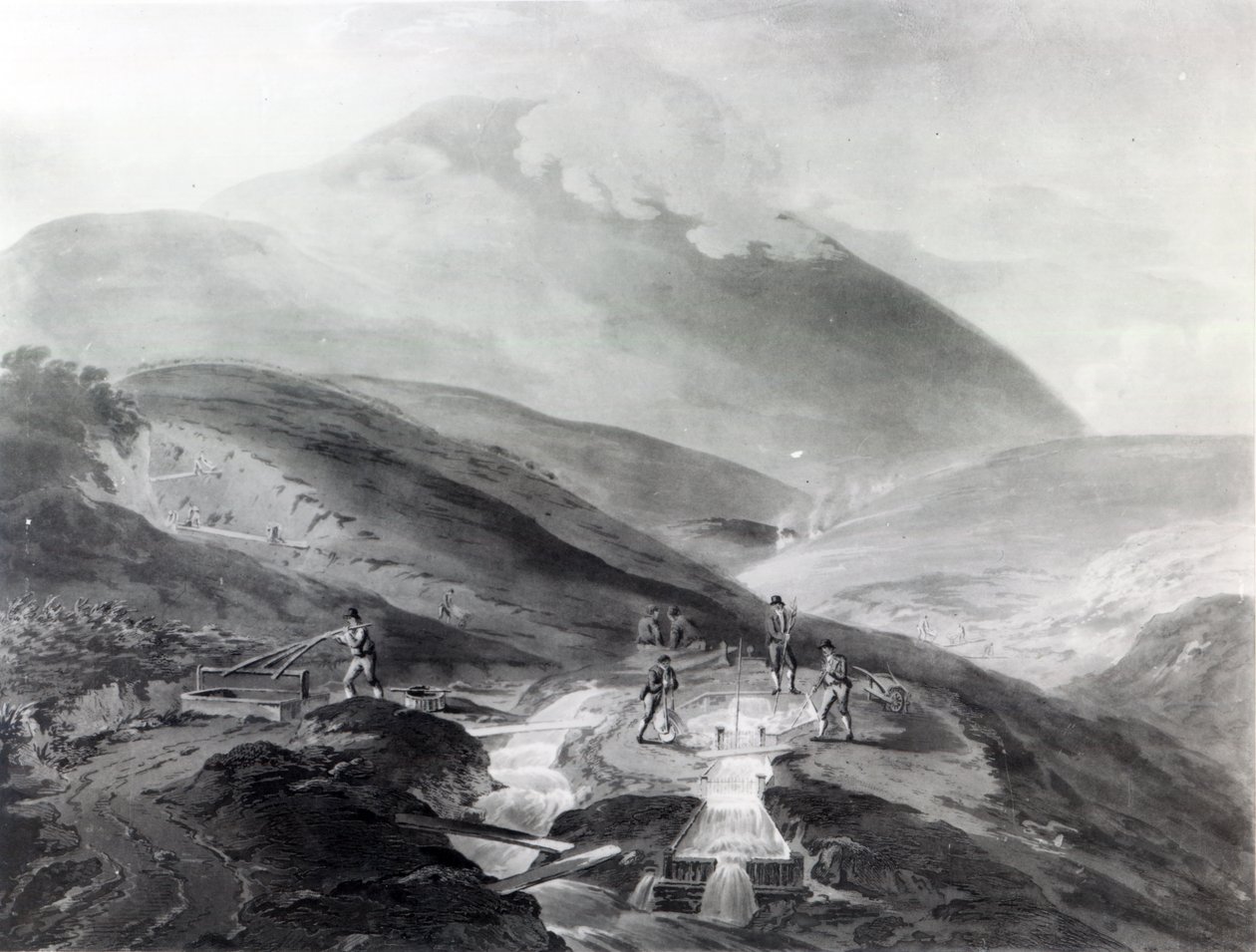 Goldminen, Grafschaft Wicklow, graviert von John Bluck, 1804 von Thomas Sautelle Roberts