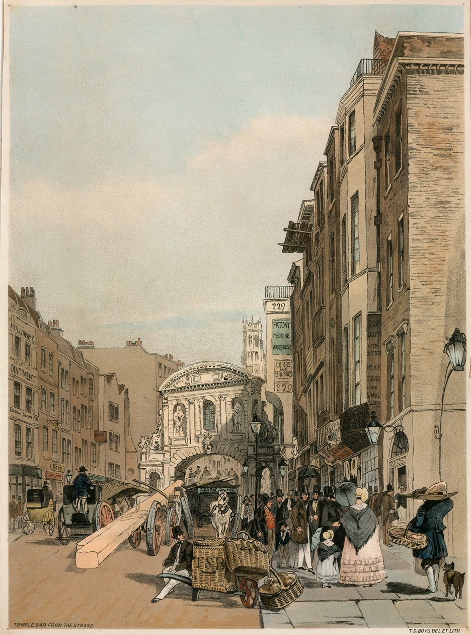 Temple Bar von The Strand, London von Thomas Shotter Boys