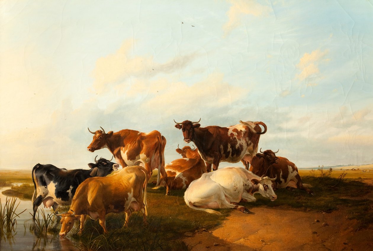 Abend in den Wiesen, 1871 von Thomas Sidney Cooper