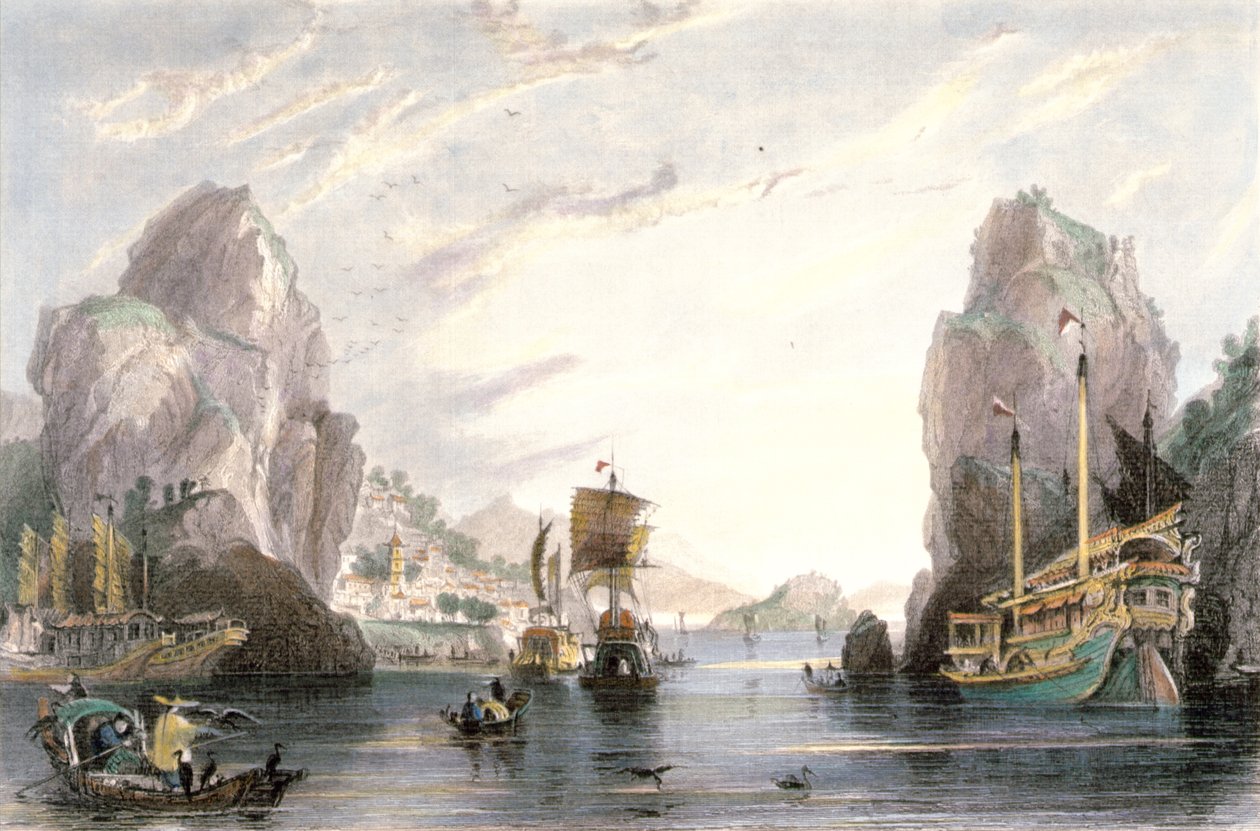 Die Shi-Mun oder Felsentore, um 1850 von Thomas Allom