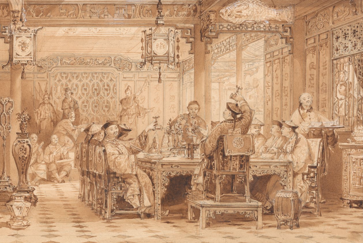Dinnerparty im Haus eines Mandarins von Thomas Allom