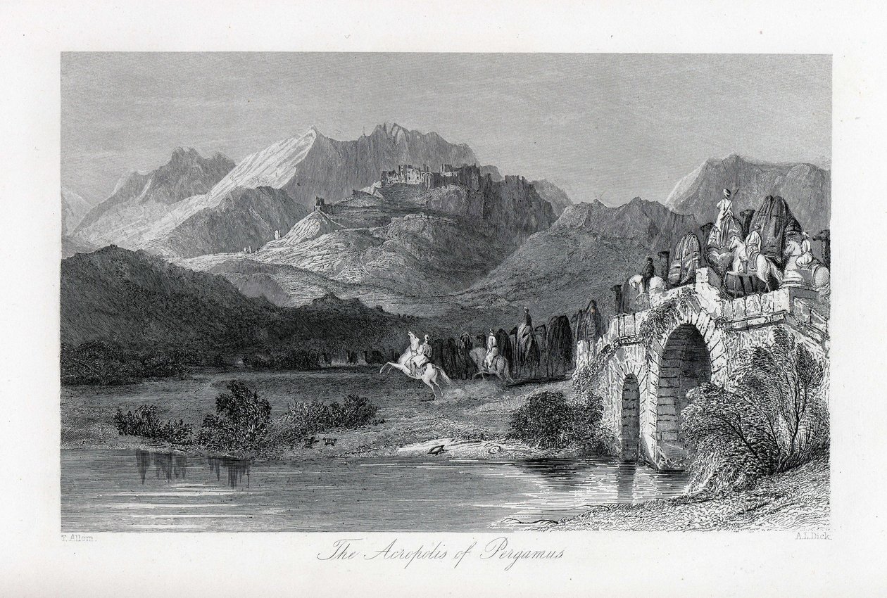 Die Akropolis von Pergamon, 1882 von Thomas Allom