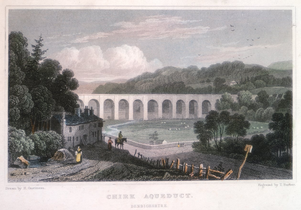 Chirk-Aquädukt am Ellesmere-Kanal, um 1829 von Thomas Barber