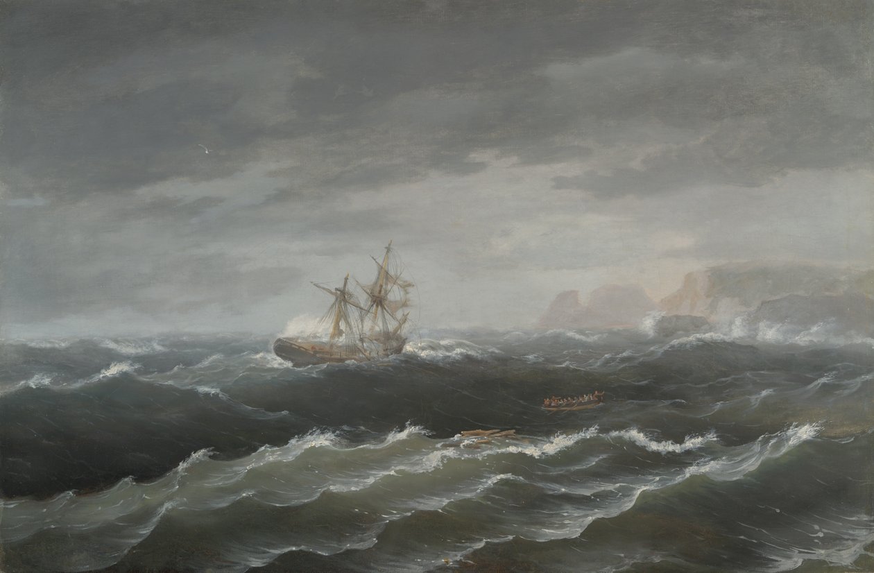 Schiffswrack nahe einer felsigen Küste von Thomas Birch