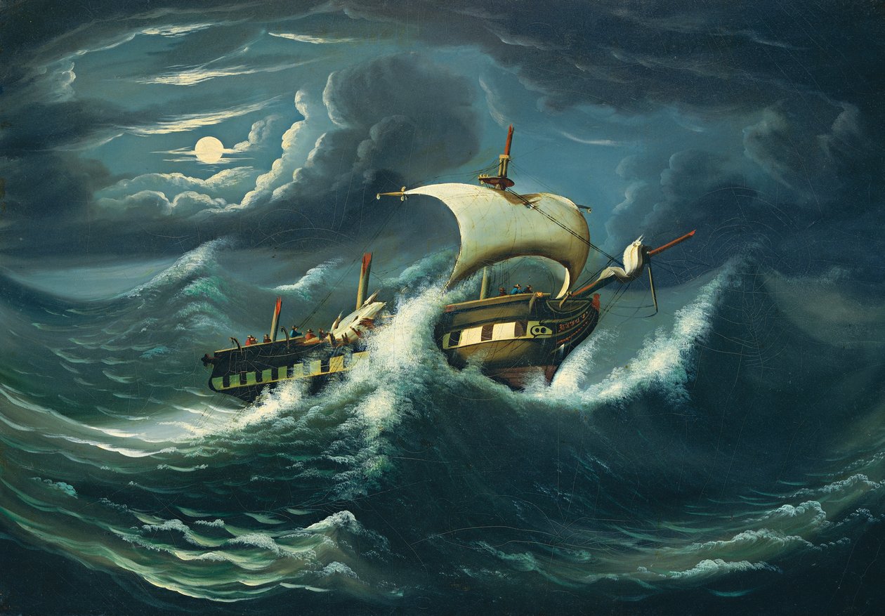 Sturmgepeitschte Fregatte von Thomas Chambers