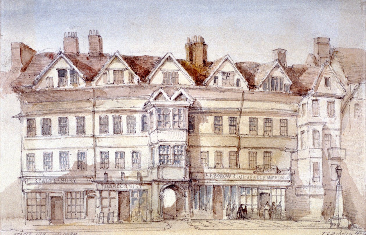 Staple Inn, Holborn, London, 1854 von Thomas Colman Dibdin