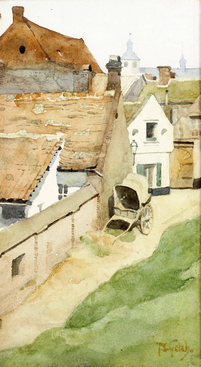 Eine Dorfstraße, ca. 1880 von Thomas Cooper Gotch