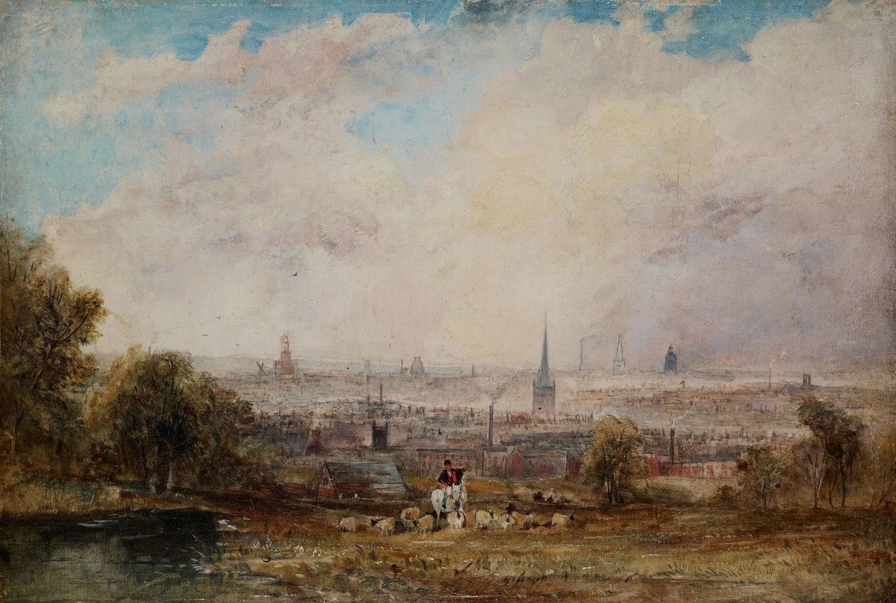 Eine entfernte Ansicht von Birmingham, 1825-1830 von Thomas Creswick