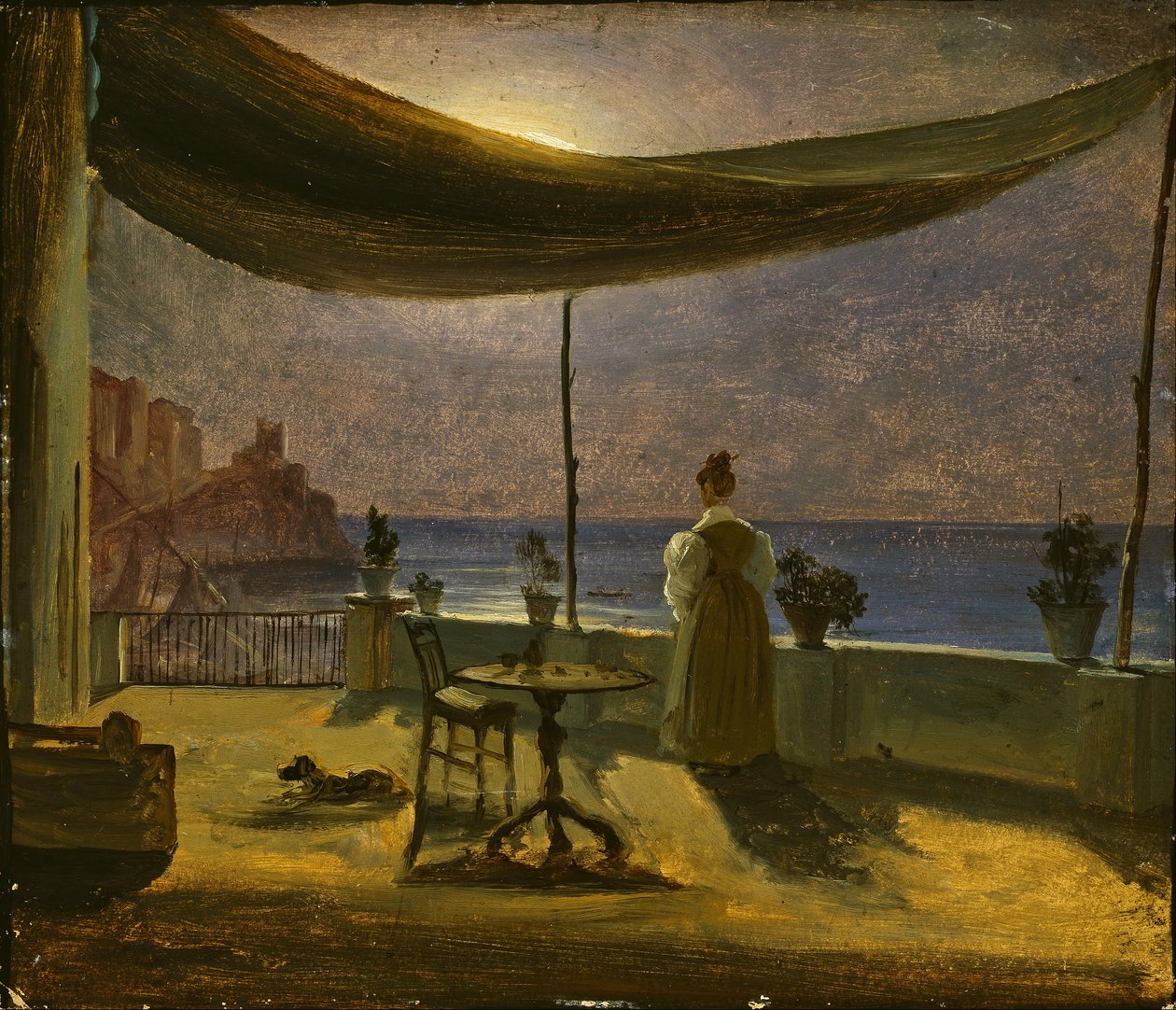 Eine Terrasse in Amalfi im Mondlicht von Thomas Fearnley