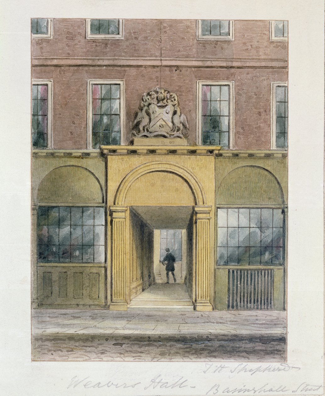Der Eingang zur Weavers Hall, 1854 von Thomas Hosmer Shepherd