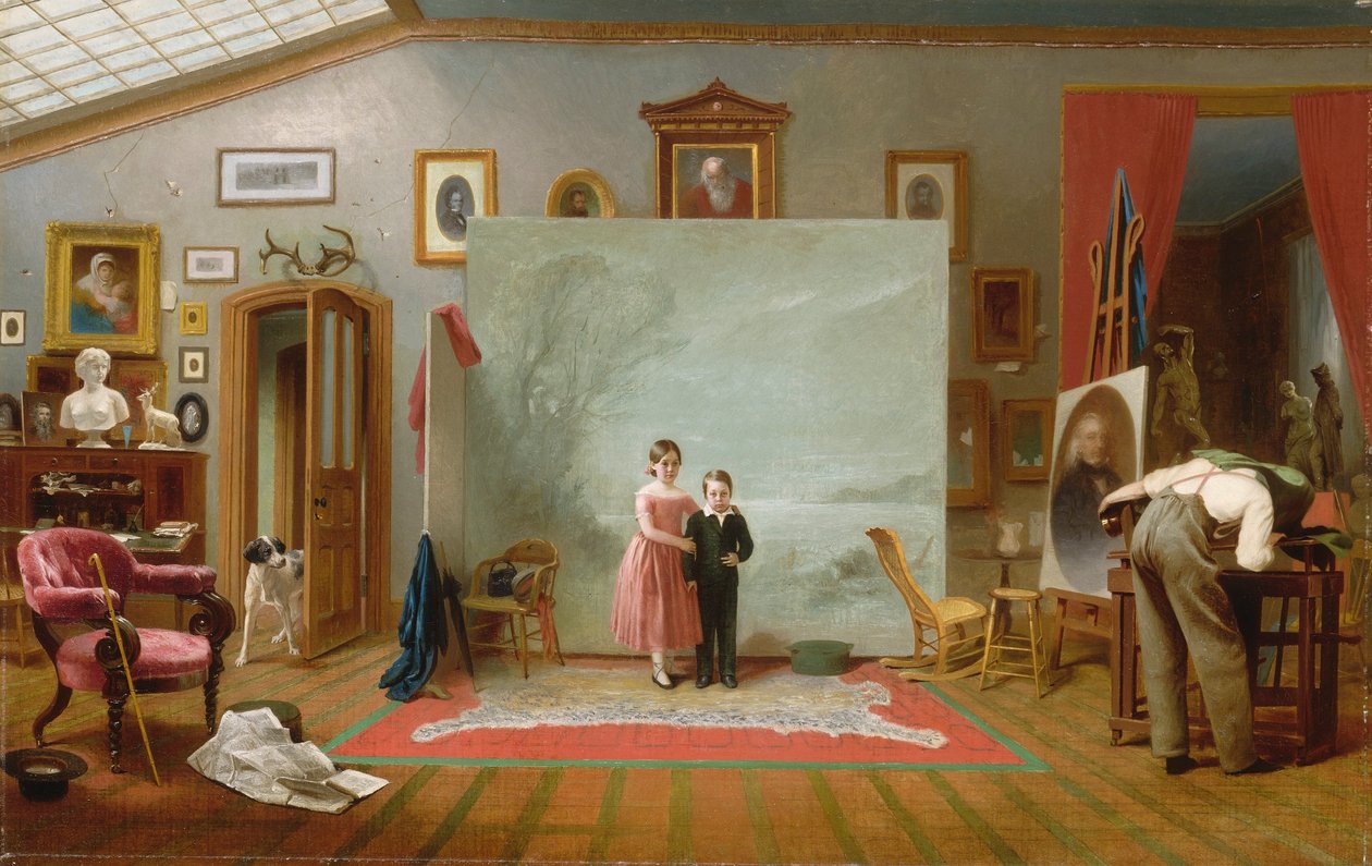 Innenraum mit Porträts von Thomas Le Clear