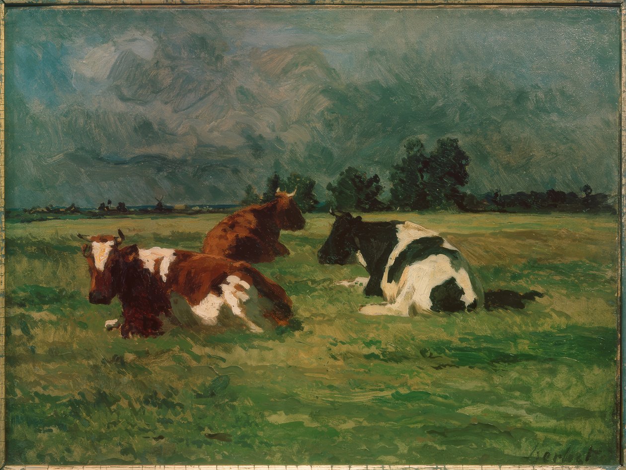 Drei Kühe auf der Weide von Thomas Ludwig Herbst