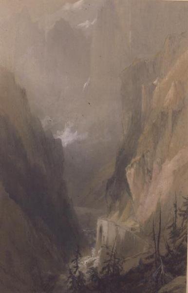 Die Teufelsbrücke, St. Gotthard von Thomas Miles Richardson