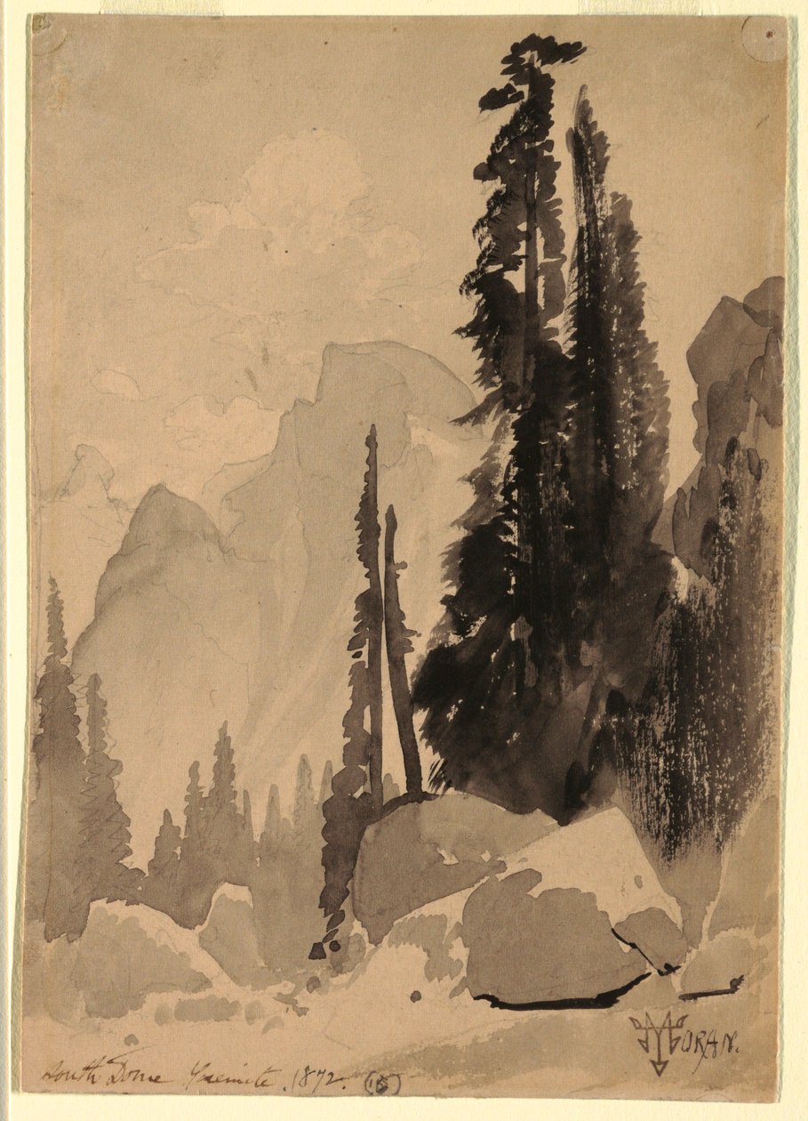 Zeichnung, Half Dome, Yosemite, 1872 von Thomas Moran