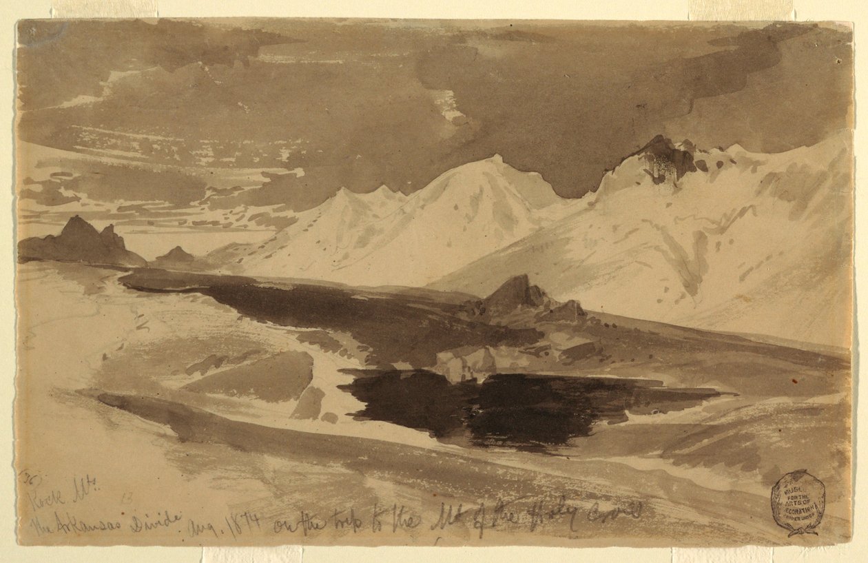 Zeichnung, Der Arkansas Divide, August 1874 von Thomas Moran