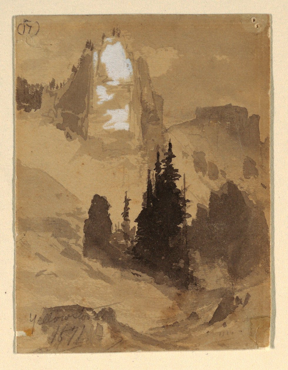 Zeichnung, Yellowstone, 1871 von Thomas Moran