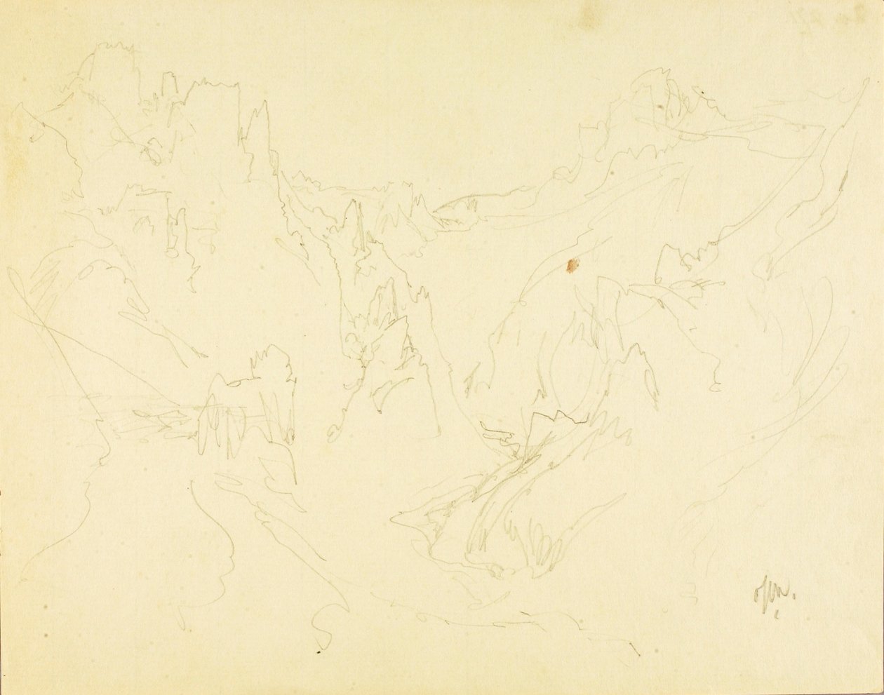 Feldskizze des felsigen Canyons von Thomas Moran