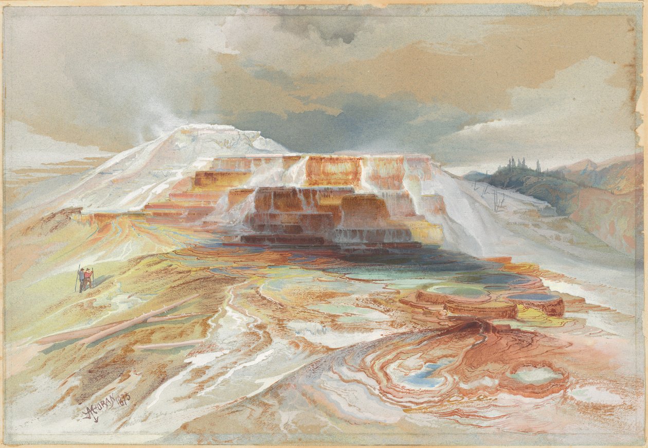 Heiße Quellen des Gardiner River, Yellowstone von Thomas Moran
