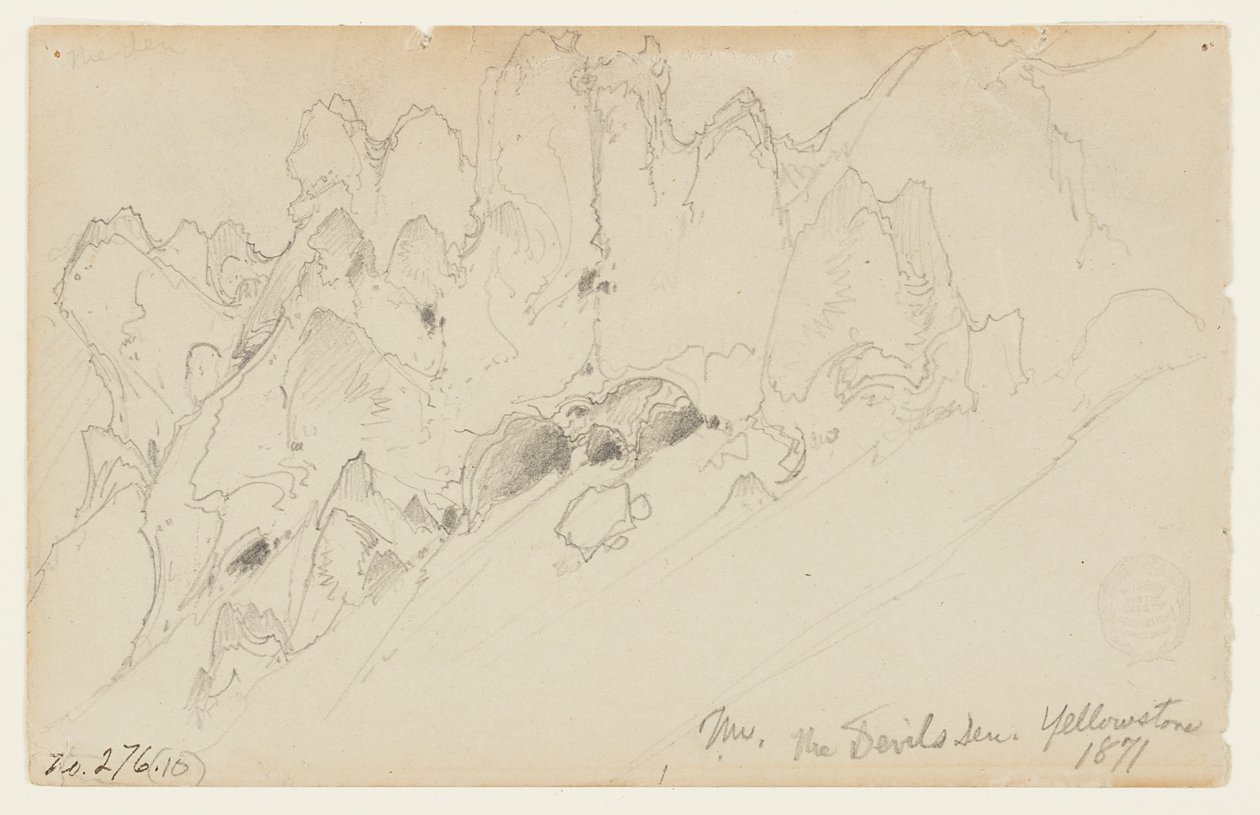 Die Teufelshöhle, Yellowstone von Thomas Moran