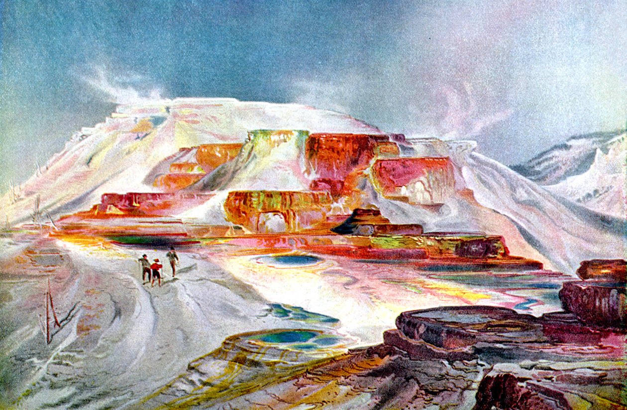Die Mammoth Hot Springs, ca. 1880 (Gravur) von Thomas Moran