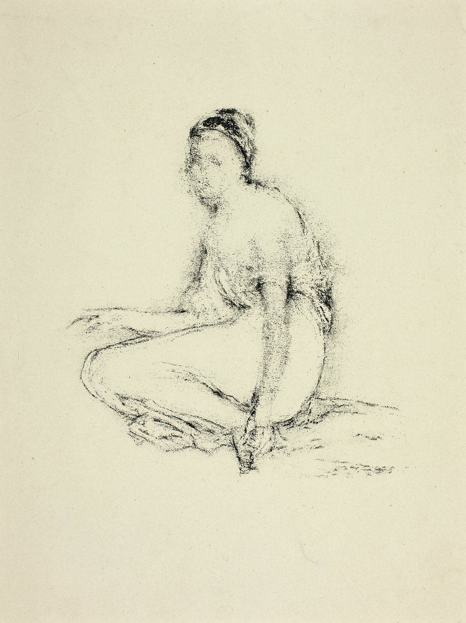 Modell auf dem Boden sitzend von Thomas Robert Way