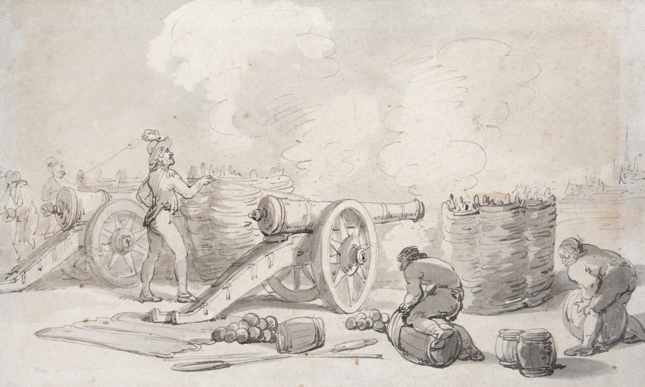 Eine französische Artilleriedivision im Einsatz von Thomas Rowlandson