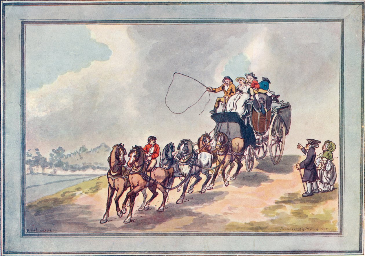 Kutsche und Sechsergespann, 1907 von Thomas Rowlandson