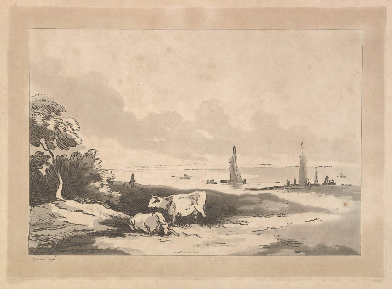 Kühe und Meereslandschaft, 1783-89 von Thomas Rowlandson