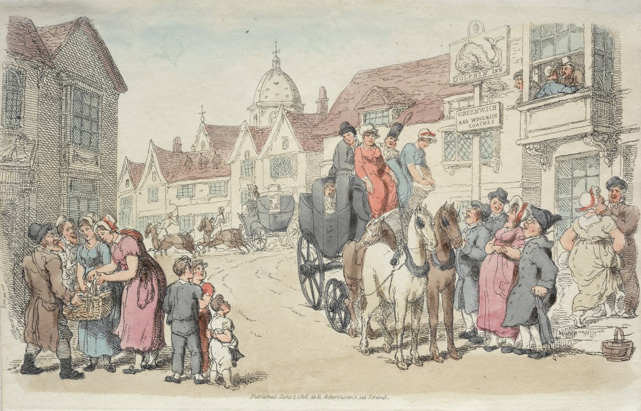 Delfine Gasthaus: Greenwich und Woolwich Kutschen von Thomas Rowlandson