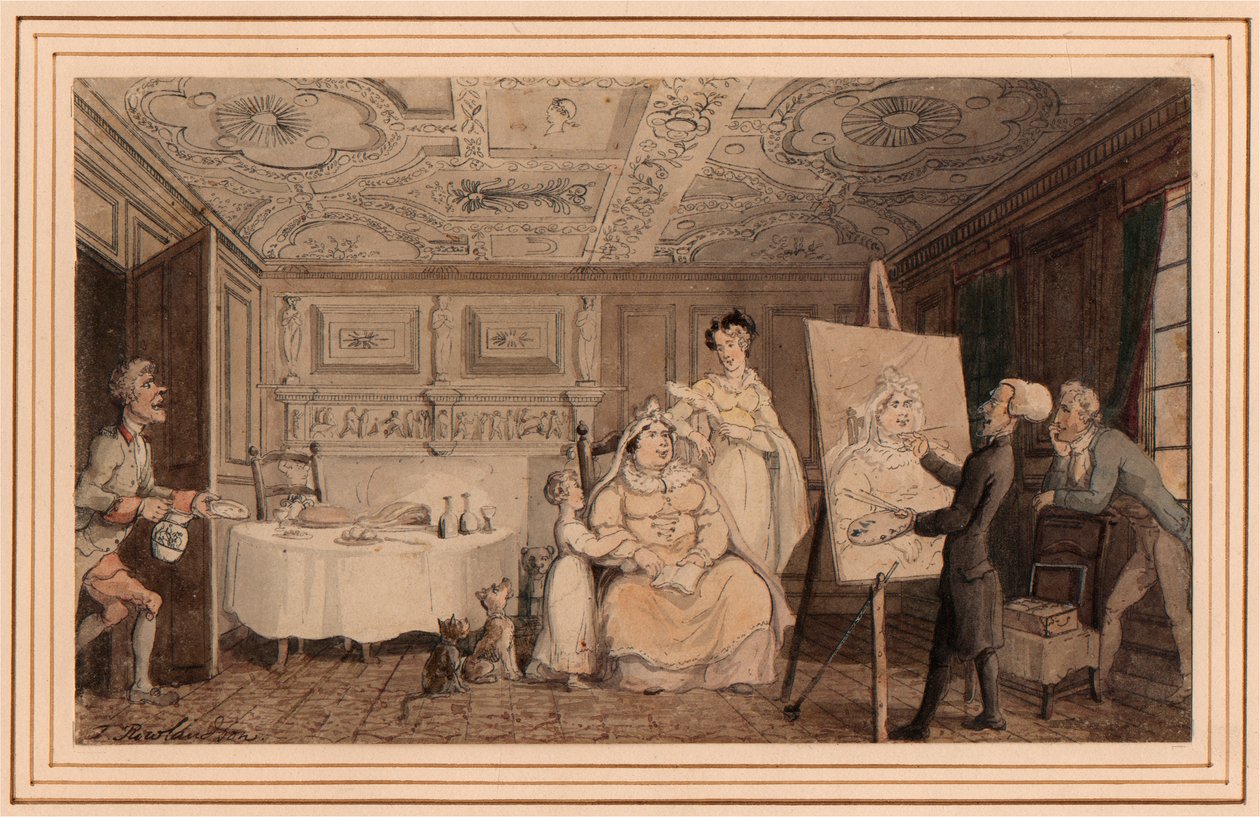 Dr. Syntax malt ein Porträt von Thomas Rowlandson