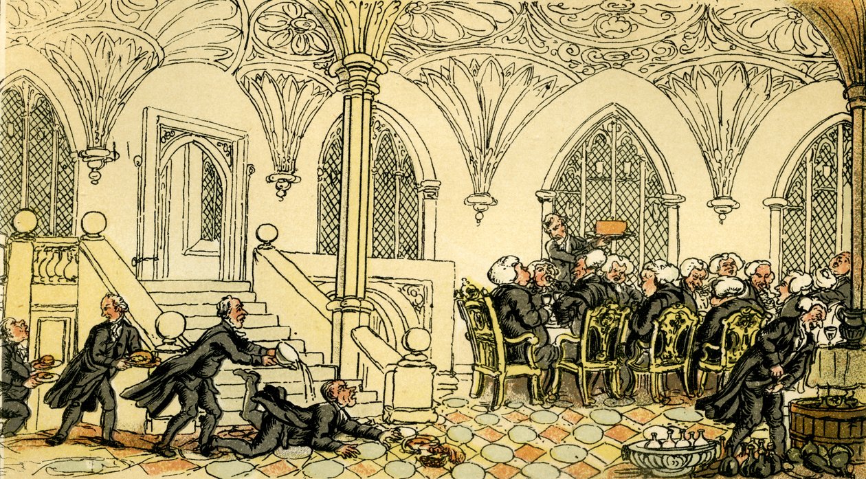 Dr. Syntax wird im College unterhalten von Thomas Rowlandson