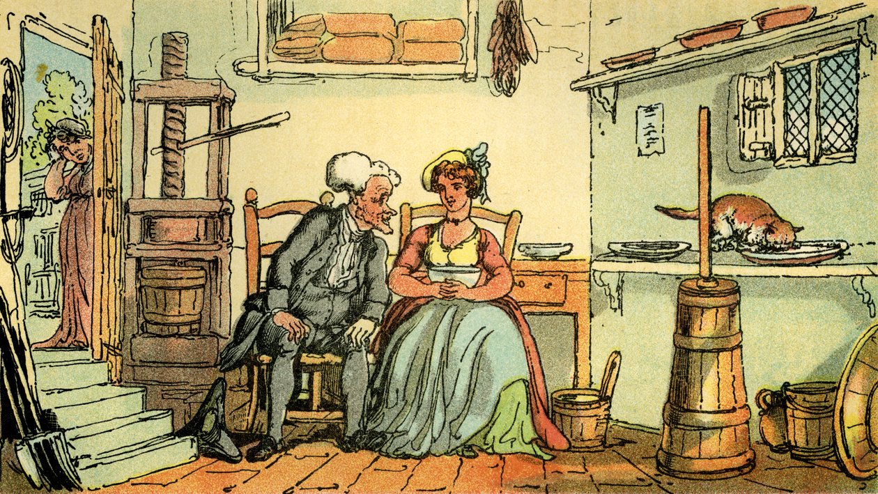 Dr. Syntax mit der Milchmagd von Thomas Rowlandson