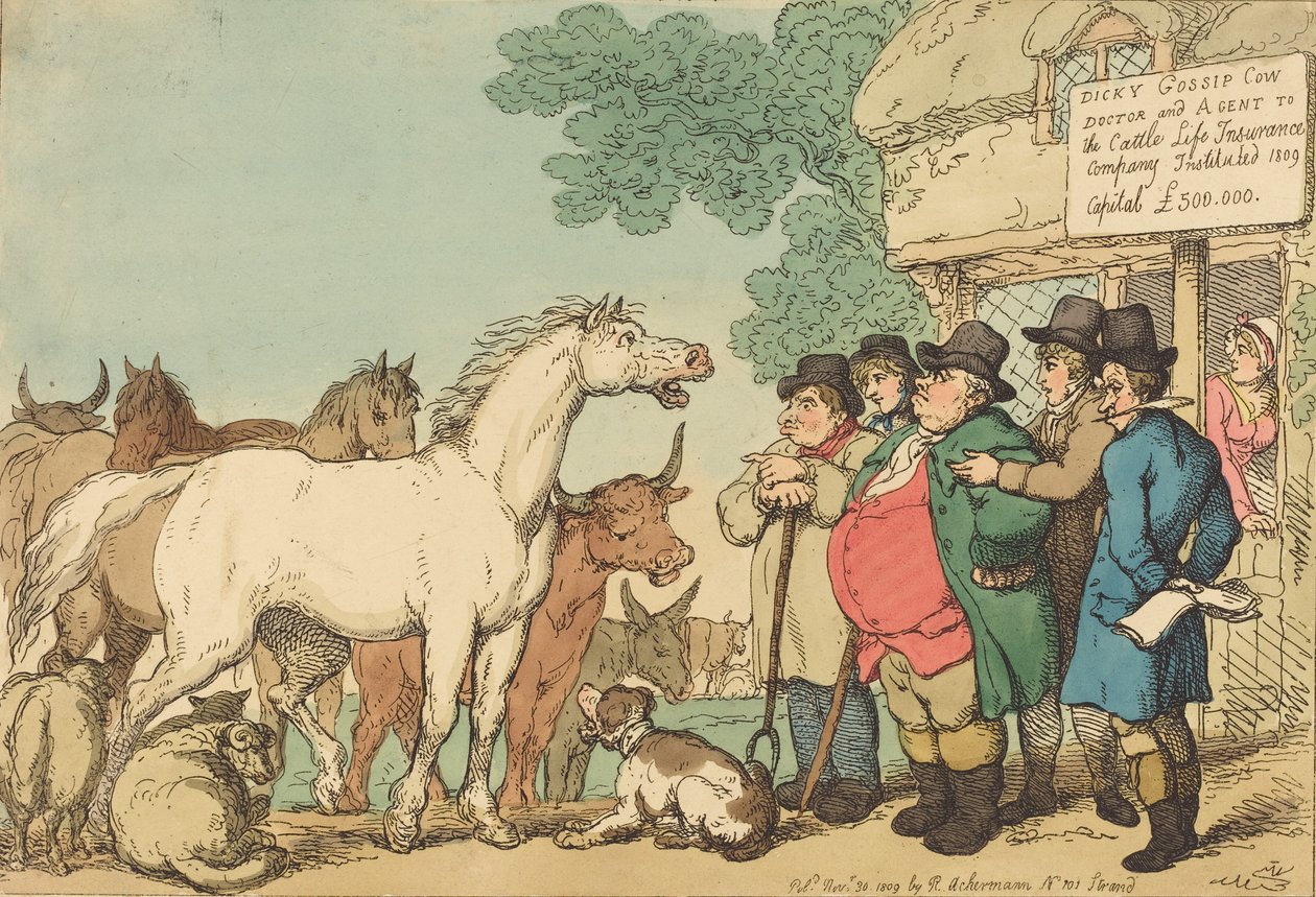 Versicherbare Rinder, veröffentlicht 1809 von Thomas Rowlandson