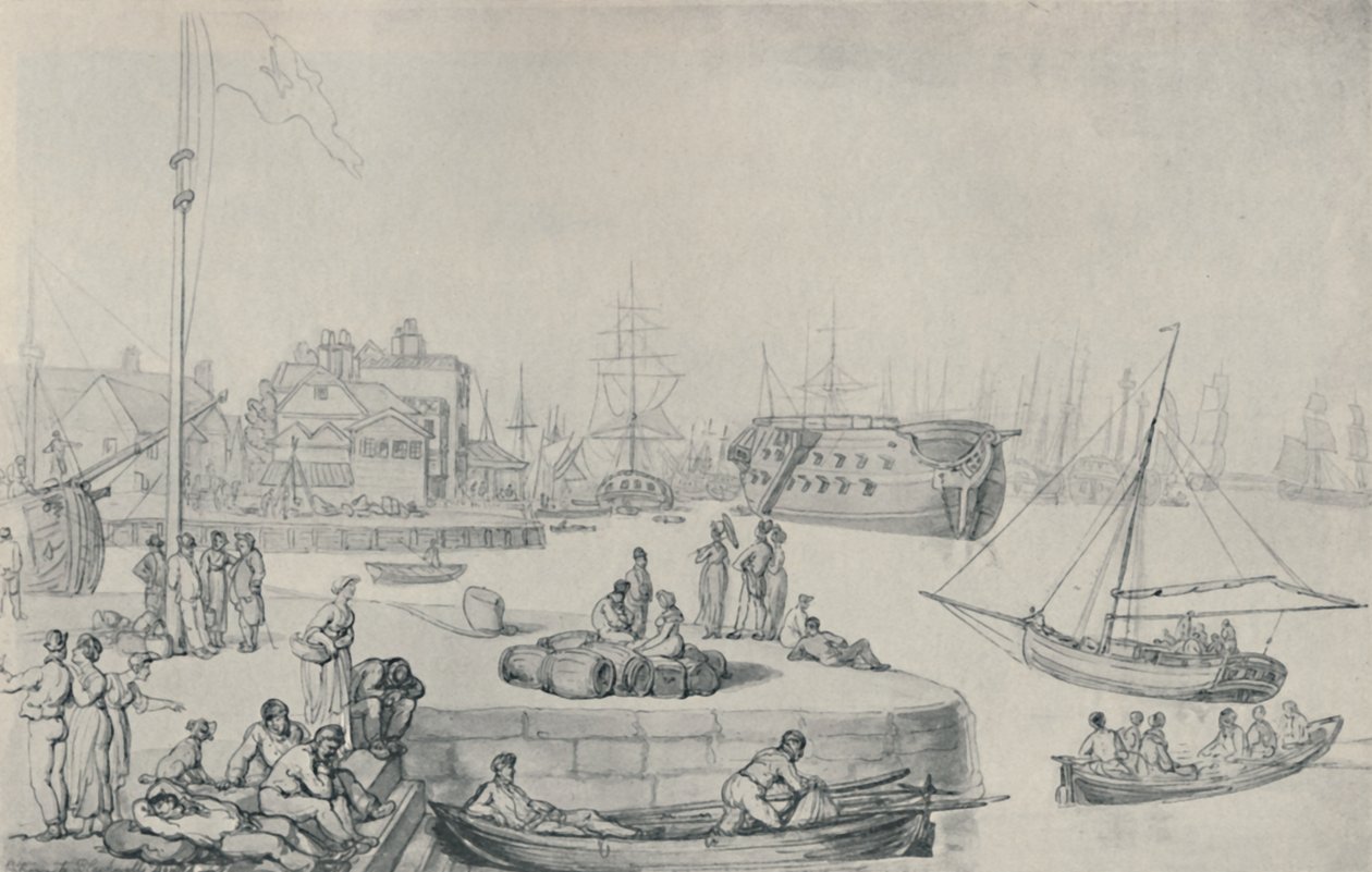 Der Kai, Blackwall Docks, 1810, 1920 von Thomas Rowlandson