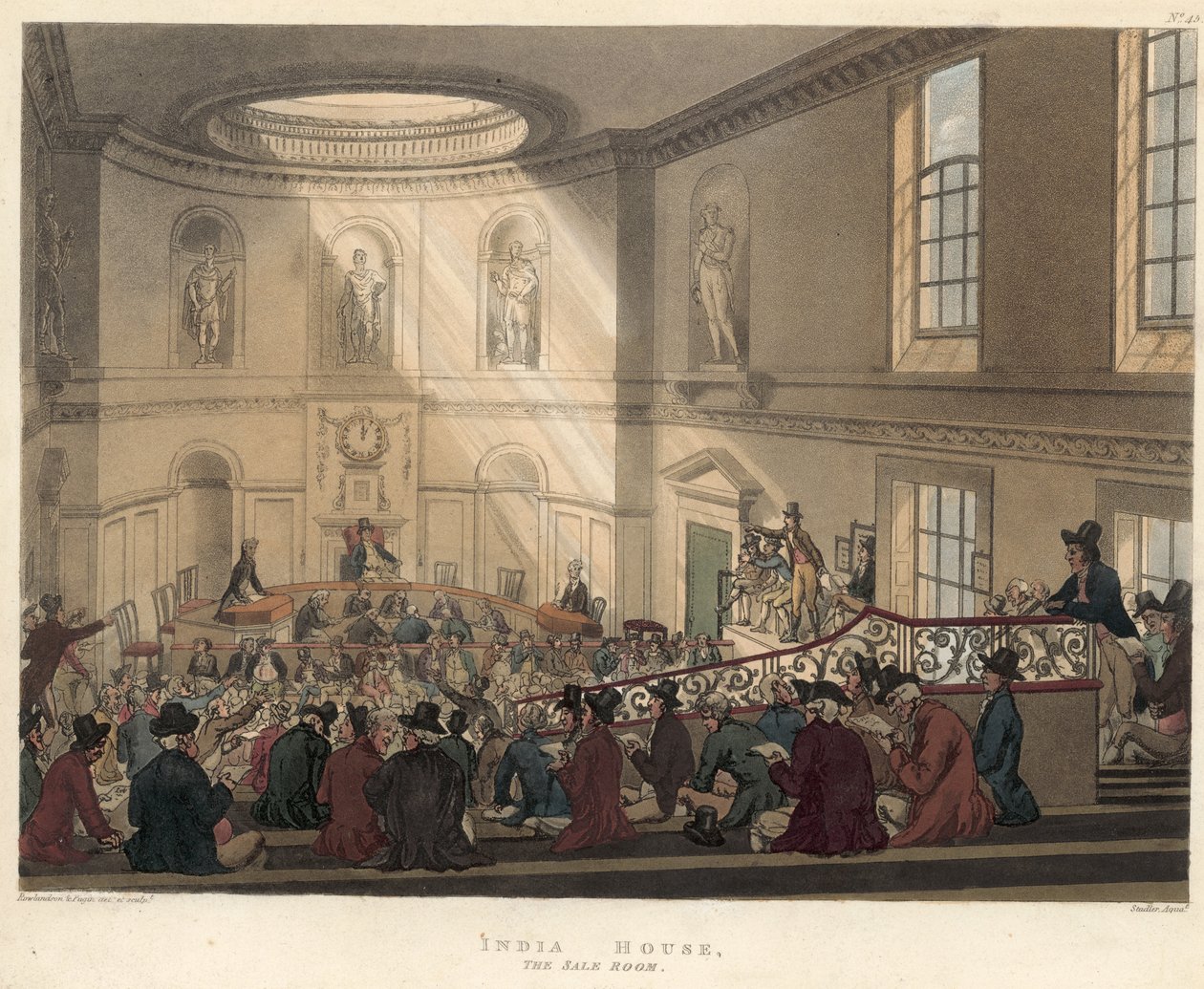 Der Verkaufsraum, East India House von Thomas Rowlandson