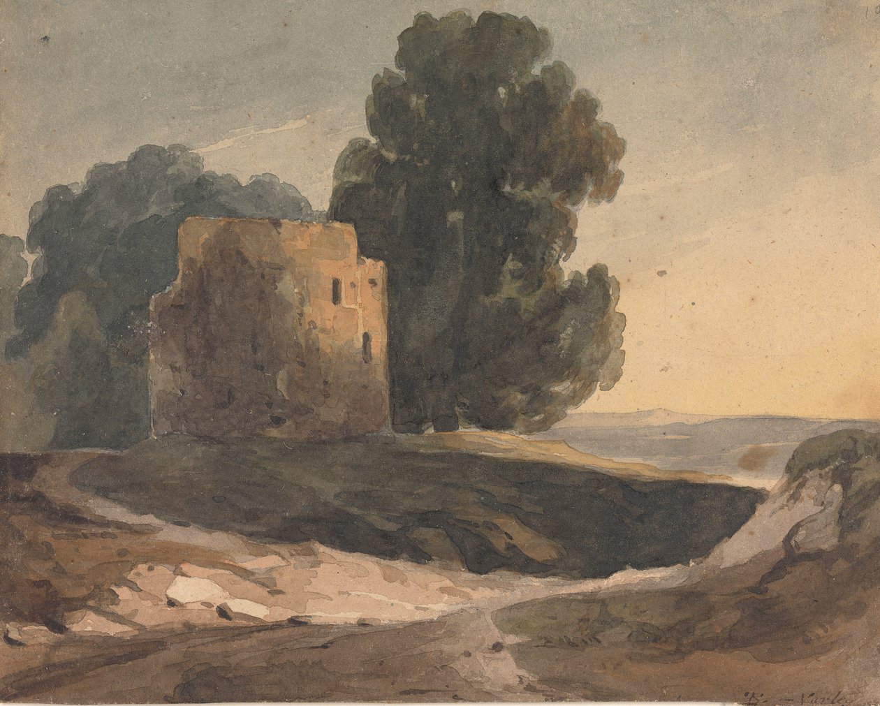 Landschaft mit Ruine eines Schlosses, Bäumen von Thomas Sully