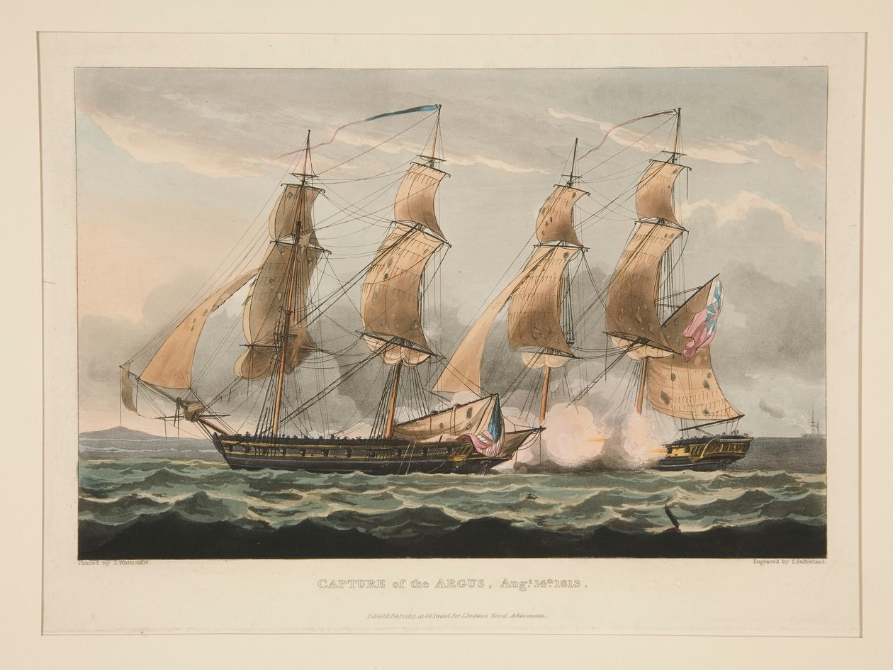 Eroberung der Argus, 14. August 1813 von Thomas Sutherland