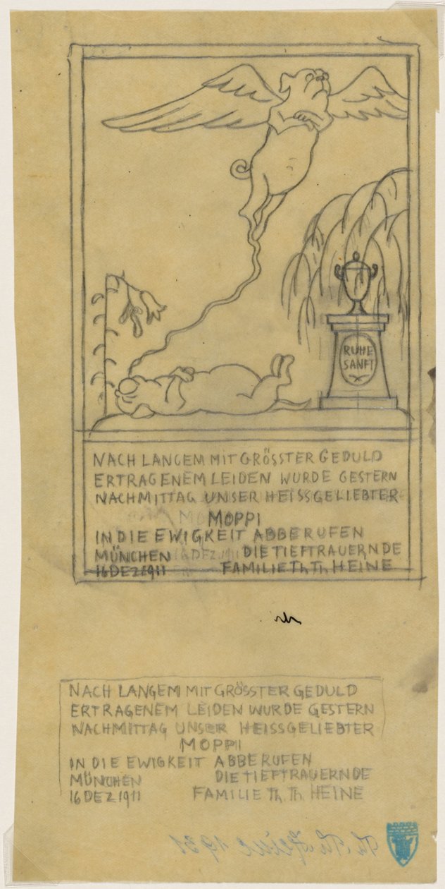 Todesanzeige für einen Mops von Thomas Theodor Heine