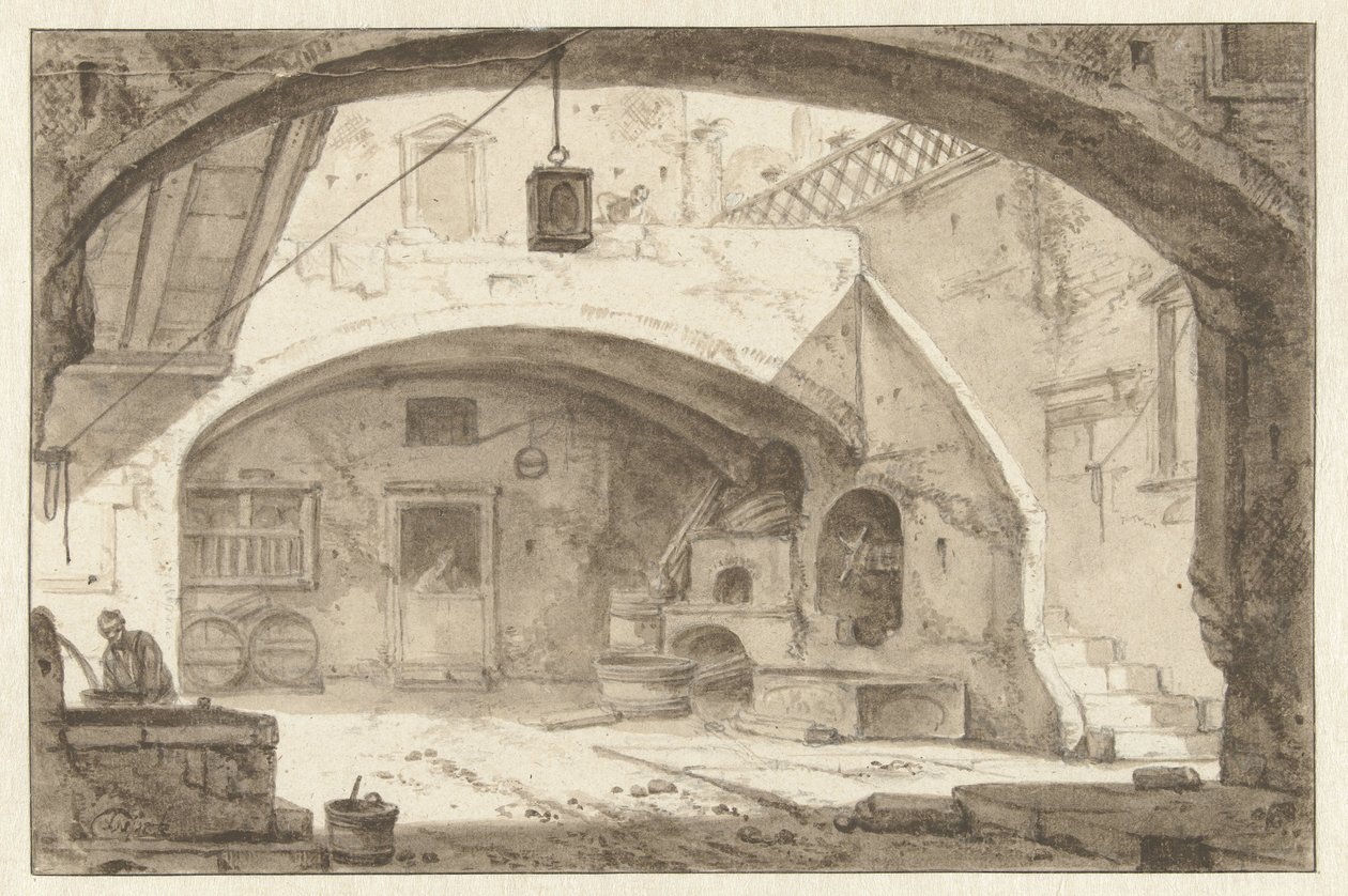 Italienischer Innenhof mit einer Bäckerei von Thomas Wijck