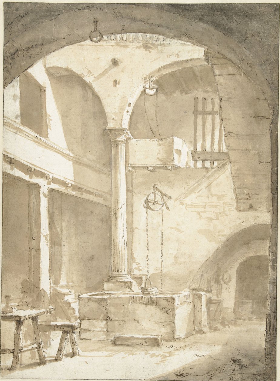 Italienischer Innenhof mit einem Brunnen von Thomas Wijck