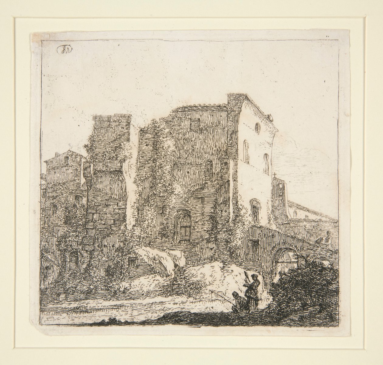 Landschaft mit Ruinen und einem Fischer von Thomas Wijck