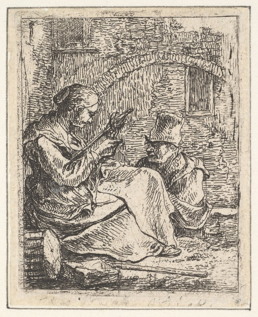 Frau beim Spinnen von Thomas Wijck