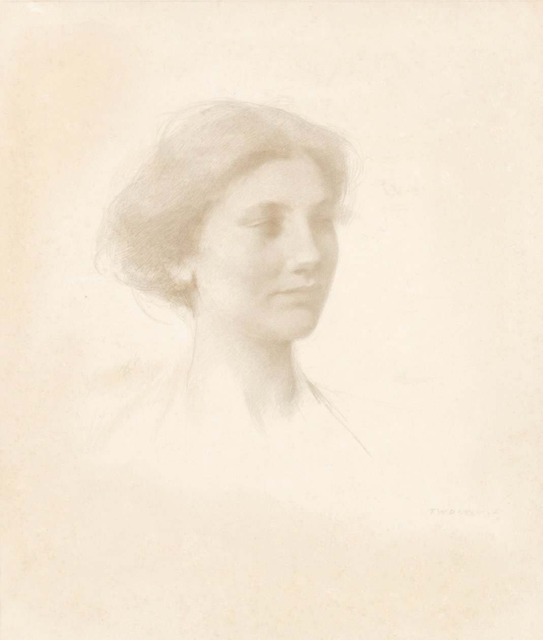 Kopf eines Mädchens von Thomas Wilmer Dewing