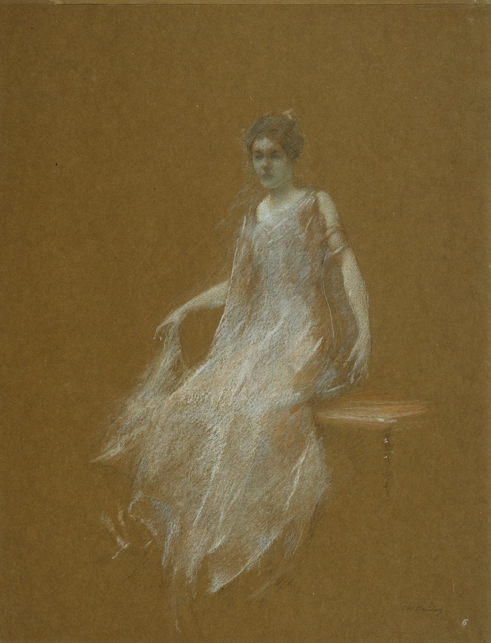 Dame in Weiß von Thomas Wilmer Dewing