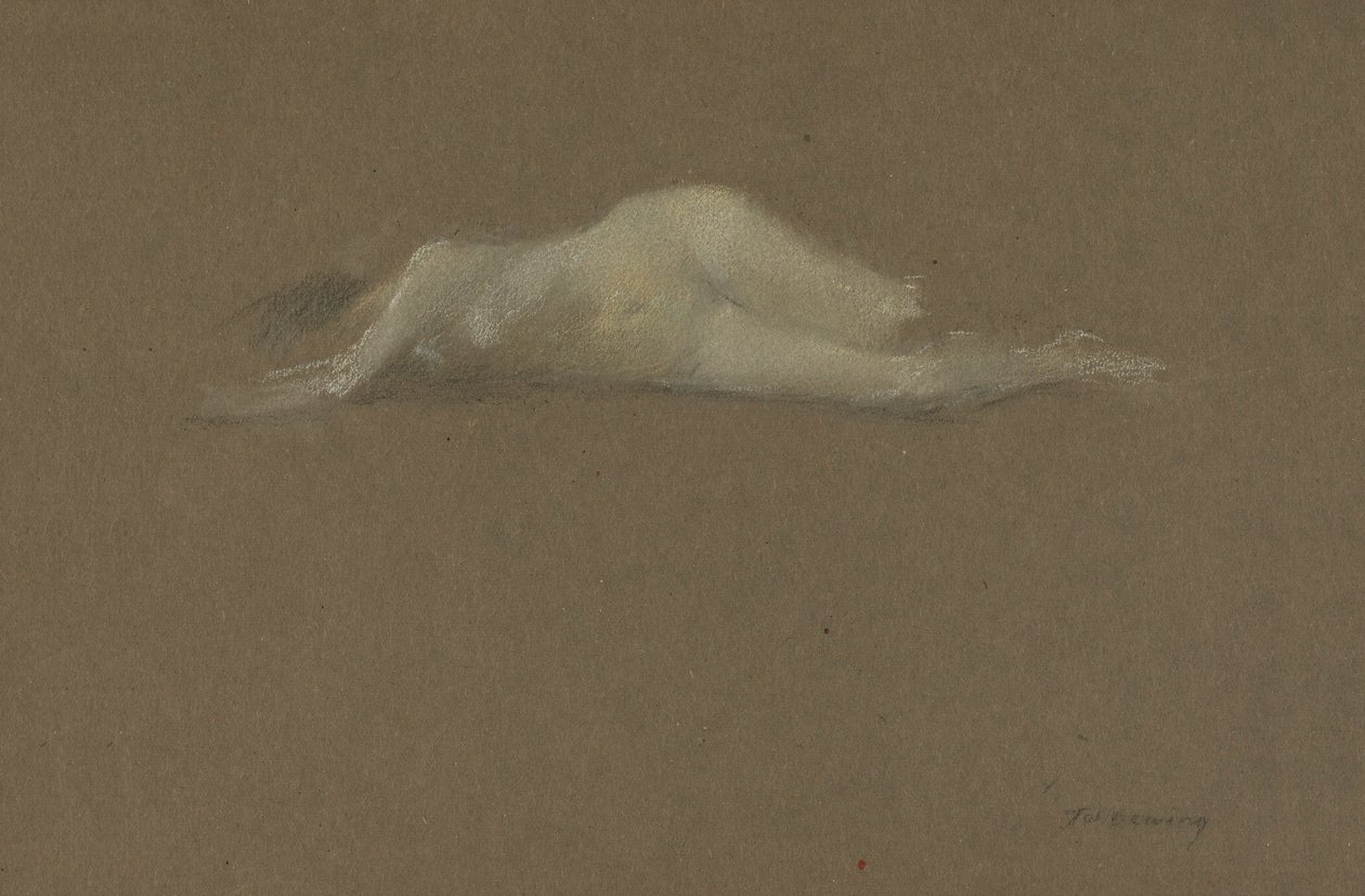 Nackte Frau auf ihrer Seite von Thomas Wilmer Dewing
