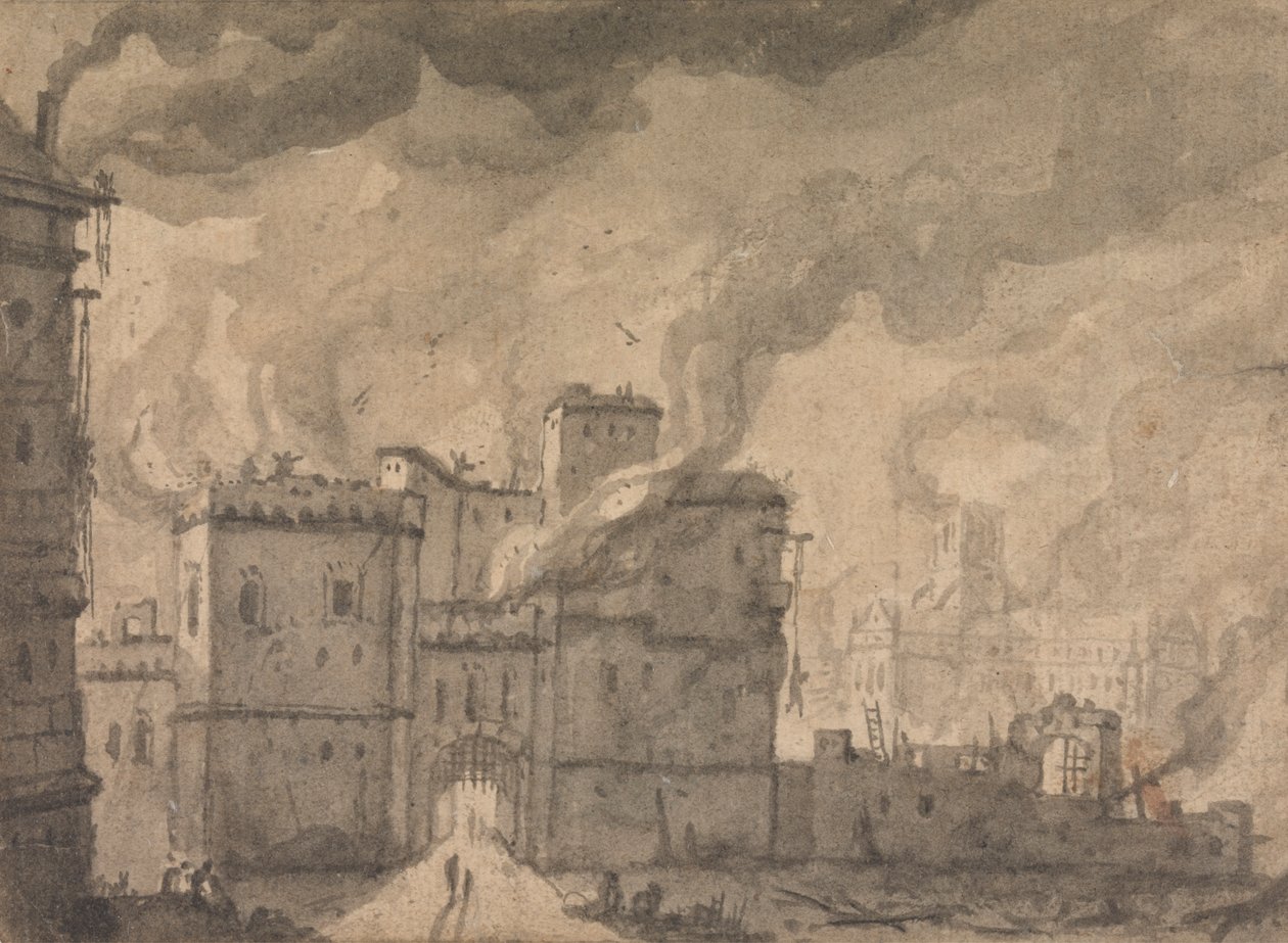 Newgate-Gefängnis, das Feuer von London von Thomas Wyck