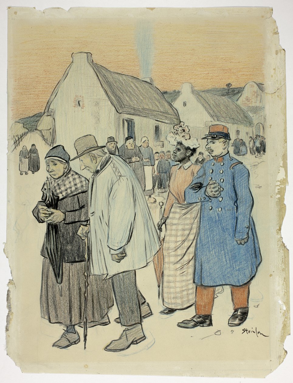 Straßenszene mit zwei Paaren von Théophile Alexandre Pierre Steinlen